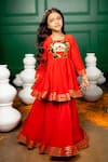 Hoity Moppet_Red Gota Patti, Applique Totally Minnie Peplum Blouse With Lehenga _at_Aza_Fashions