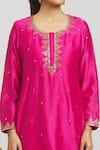 Shop_Naintara Bajaj_Pink Chanderi, Cotton Mirrors Round Neck Mukaish Embroidered Tunic With Pant _Online_at_Aza_Fashions