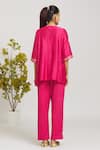 Shop_Samyukta Singhania_Pink Chanderi, Cotton Sequins, Aari Placement Embroidery Tunic With Pant _at_Aza_Fashions