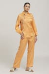 Buy_Samyukta Singhania_Orange Italian Cotton Embroidered Sequin Shirt Collar Bird Placement With Pant _at_Aza_Fashions