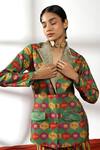 Shop_Leela By A_Green Chanderi, Linen Sequins, Zari, Temple Arch Print Blazer With Palazzo _Online_at_Aza_Fashions