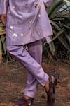 Buy_Runit Gupta_Purple Kurta Chanderi Silk Hand Embroidered Lotus Kingdom Set  _Online_at_Aza_Fashions