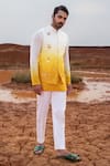 Buy_Runit Gupta_Yellow Bundi Chanderi Silk Hand Dyed Filigree Embroidered Kurta Set  _at_Aza_Fashions