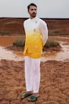 Runit Gupta_Yellow Bundi Chanderi Silk Hand Dyed Filigree Embroidered Kurta Set  _Online_at_Aza_Fashions