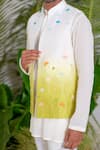 Runit Gupta_Green Chanderi Silk Hand Dyed Beads Flora Aura Embroidered Bundi  _Online_at_Aza_Fashions