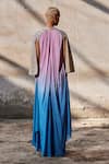 Shop_AKHL_Pink Chiffon (100% Viscose) Embroidered Sequin Gradient Raglan Sleeve Kaftan_at_Aza_Fashions
