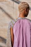 Buy_AKHL_Pink Chiffon (100% Viscose) Embroidered Sequin Gradient Raglan Sleeve Kaftan_Online_at_Aza_Fashions