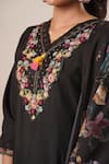 Buy_Avaha_Black Viscose Silk Embroidered Thread V Avani Ira Floral Work Kurta Pant Set 