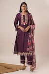 Buy_Avaha_Purple Viscose Silk Embroidered Thread Round Floral Work Kurta Pant Set _at_Aza_Fashions