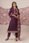 Buy_Avaha_Purple Viscose Silk Embroidered Thread Round Floral Work Kurta Pant Set _Online_at_Aza_Fashions