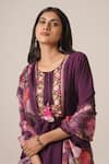 Buy_Avaha_Purple Viscose Silk Embroidered Thread Round Floral Work Kurta Pant Set 