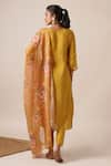 Shop_Avaha_Yellow Viscose Silk Embroidered Thread Round Floral Straight Kurta And Pant Set _at_Aza_Fashions