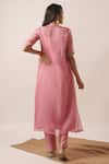 Shop_Tuli_Pink Organza, Viscose, Silk Embroidery, Pearls Vedi Mathura Jacket Pant Set_at_Aza_Fashions