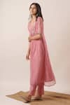 Shop_Tuli_Pink Organza, Viscose, Silk Embroidery, Pearls Vedi Mathura Jacket Pant Set_Online_at_Aza_Fashions