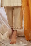 Buy_Bo tree_Off White Cotton Zari Embellished Lace Round Daisy Kurta Pant Set _Online_at_Aza_Fashions