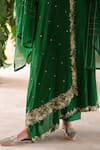 Deep Thee_Green Chanderi Embroidered Zari And Zardozi Work V Neck Panelled Kurta Set _at_Aza_Fashions