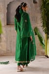 Buy_Deep Thee_Green Chanderi Embroidered Zari And Zardozi Work V Neck Panelled Kurta Set 