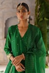 Buy_Deep Thee_Green Chanderi Embroidered Pitta And Zardozi Work V Neck Angrakha Anarkali Set _Online_at_Aza_Fashions