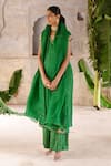 Buy_Deep Thee_Green Chanderi Embroidered Sequin And Zardozi Work Floral Angrakha Set _at_Aza_Fashions