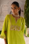 Buy_Deep Thee_Green Chanderi Embroidered Pearl And Zardozi Work Kurta Notched Round Sharara Set _Online_at_Aza_Fashions