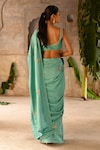 Shop_Deep Thee_Blue Silk Embroidery Zardozi Sweetheart Blossom Saree With Blouse _at_Aza_Fashions