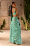 Deep Thee_Blue Silk Embroidery Zardozi Sweetheart Blossom Saree With Blouse _at_Aza_Fashions