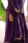 Deep Thee_Purple Chanderi Moti And Zardosi Pitta Striped Short Kurta Palazzo Set _at_Aza_Fashions