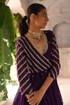 Shop_Deep Thee_Purple Chanderi Embroidery Zari Phool Stripe Peplum Kurta Sharara Set _Online_at_Aza_Fashions