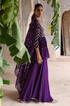 Buy_Deep Thee_Purple Chanderi Embroidery Zari Phool Stripe Peplum Kurta Sharara Set 