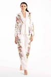 Buy_EEKSHA_Ivory Rasgulla Crepe Digital Printed Floral Blazer Peplum Pant Set  _at_Aza_Fashions