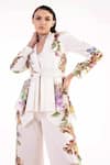 EEKSHA_Ivory Rasgulla Crepe Digital Printed Floral Blazer Peplum Pant Set  _Online_at_Aza_Fashions