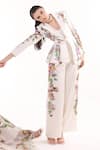 Buy_EEKSHA_Ivory Rasgulla Crepe Digital Printed Floral Blazer Peplum Pant Set  _Online_at_Aza_Fashions