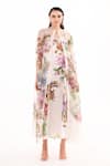 Buy_EEKSHA_Ivory Satin Printed Floral Round Garden Dress With Cape  _Online_at_Aza_Fashions