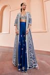 Buy_Osaa by Adarsh_Blue Organza Embroidery Zardozi Jacket Open Stripe Sharara Set  _at_Aza_Fashions