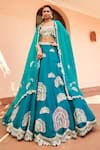 Buy_Osaa by Adarsh_Green Organza Embroidery Zardozi Sweetheart Dori Bridal Lehenga Set  _at_Aza_Fashions