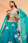 Osaa by Adarsh_Green Organza Embroidery Zardozi Sweetheart Dori Bridal Lehenga Set  _Online_at_Aza_Fashions