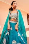 Buy_Osaa by Adarsh_Green Organza Embroidery Zardozi Sweetheart Dori Bridal Lehenga Set  _Online_at_Aza_Fashions