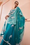 Buy_Osaa by Adarsh_Green Organza Embroidery Zardozi Round Floral Kurta Set _Online_at_Aza_Fashions