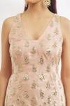 Buy_Vandana Sethi_Peach Organza Embroidered Mirror Blunt V Gota Patti Kurta Gharara Set _Online_at_Aza_Fashions