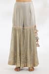 Vandana Sethi_Peach Organza Embroidered Mirror Blunt V Gota Patti Kurta Gharara Set _at_Aza_Fashions