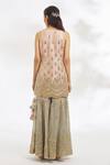 Shop_Vandana Sethi_Peach Organza Embroidered Mirror Blunt V Gota Patti Kurta Gharara Set _at_Aza_Fashions