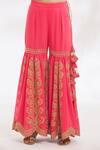 Vandana Sethi_Pink Georgette, Net Gota Patti High Neck, Halter Embroidered Kurta Gharara Set _at_Aza_Fashions