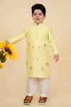 Buy_Little Boys Closet_Yellow Cotton, Silk Gota Patti Embroidered Kurta With Pyjama _at_Aza_Fashions