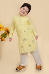 Buy_Little Boys Closet_Yellow Cotton, Silk Gota Patti Embroidered Kurta With Pyjama _Online_at_Aza_Fashions