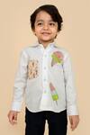 Shop_Little Boys Closet_White Cotton Satin Embroidery Ice Cream Shirt_at_Aza_Fashions