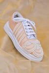 Shop_Around Always_Peach Basra Pearl Embroidered Sneakers_at_Aza_Fashions