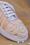 Buy_Around Always_Peach Basra Pearl Embroidered Sneakers_Online_at_Aza_Fashions