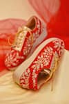 Shop_Around Always_Red Pearls, Zari Mia Embroidered Sneaker Wedges _Online_at_Aza_Fashions