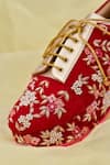 Around Always Red Shireen Floral Embroidered Sneaker Wedges Online at Aza Fashions Around Always_Red Shireen Floral Embroidered Sneaker Wedges_Online_at_Aza_Fashions