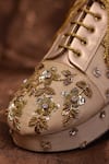 Buy_AROUND ALWAYS_Gold Stone Stardust Pearl Embroidered Sneaker Wedges_Online_at_Aza_Fashions
